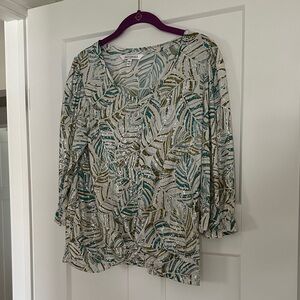 Tropical Leaf V-Neck Blouse